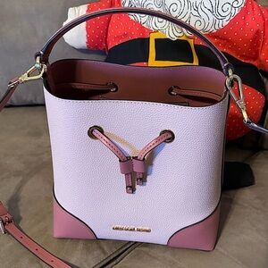 Michael Kors pink crossbody bucket bag